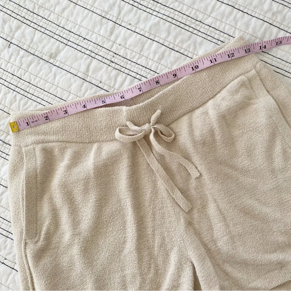 NWT Barefoot Dreams Cozy Chic Ultra Lite Rib Inset Shorts in Stone Taupe size XS